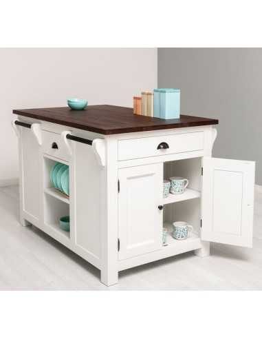 Cucina isola centrale legno stile provenzale colorato MS360