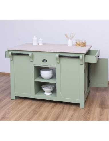 Cucina isola centrale legno stile provenzale colorato MS360
