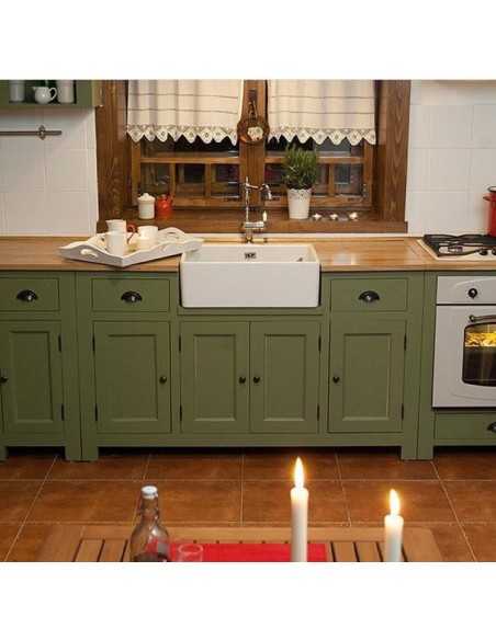 Modulo cucina rustica 155 cm per lavello in ceramica MS199
