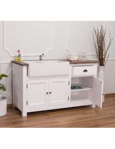 Modulo Cucina Country Legno Massello - 155cm - per lavabo in ceramica MS599