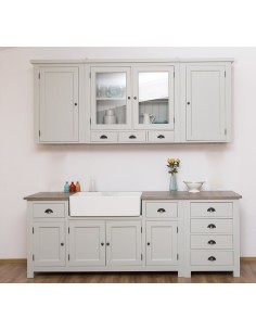 Cucina rustica 180 cm in legno per lavello ceramica MS683 2