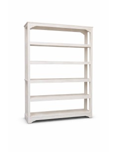 Libreria bianca decapata in legno teak 120 cm con 5 ripiani cx9004
