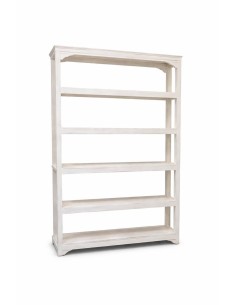 Libreria bianca decapata in legno teak 120 cm con 5 ripiani cx9004 2