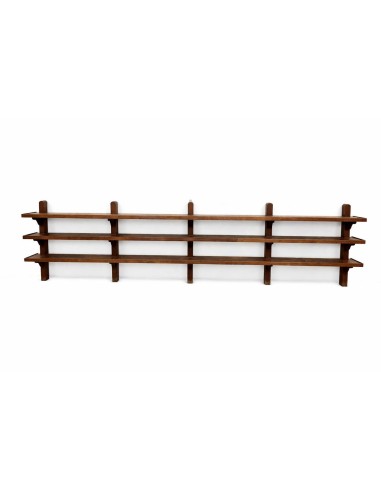 Libreria da parete coloniale in legno di teak 307x24 cm cx9005