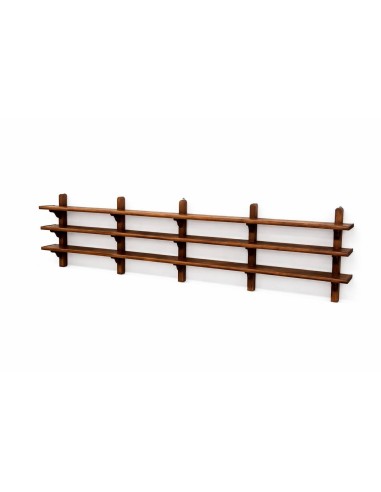 Libreria da parete coloniale in legno di teak 307x24 cm cx9005