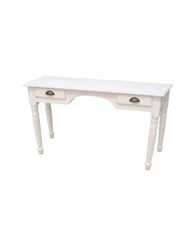 Scrivania in legno massello bianco decapato 105 cm con cassetti cx9009