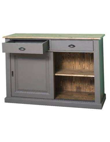 Credenza bassa country colorata o legno natura ante scorrevoli e cassetti MS171B