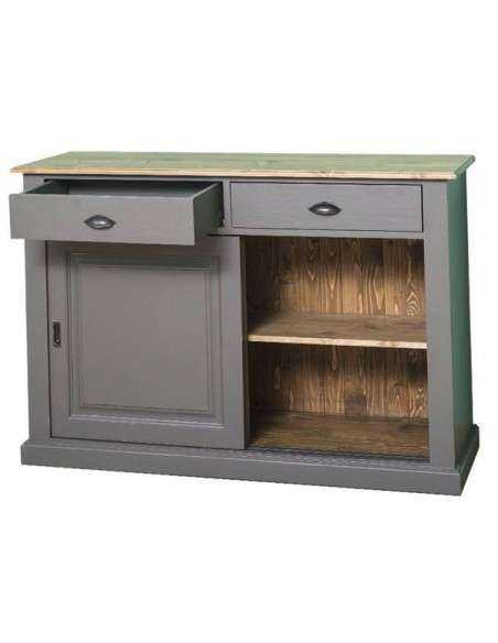 Credenza bassa country colorata o legno natura ante scorrevoli e cassetti MS171B