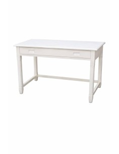 Scrivania coloniale in teak originale XX secolo 98 cm bianco decapato cx9010