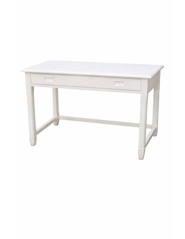 Scrivania coloniale in teak originale XX secolo 98 cm bianco decapato cx9010
