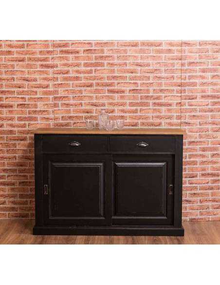 Credenza bassa country colorata o legno natura ante scorrevoli e cassetti MS171B