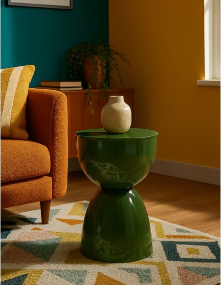 Tavolinetto In Metallo Yao Verde Cm ø 31x46 - 142946000V