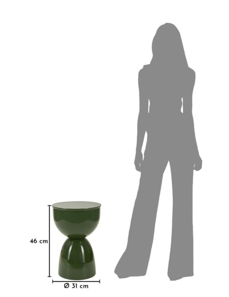 Tavolinetto In Metallo Yao Verde Cm ø 31x46 - 142946000V