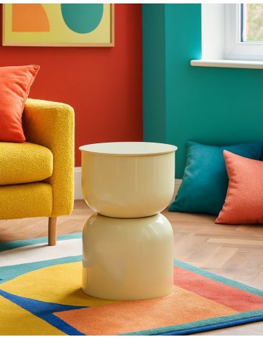 Tavolinetto In Metallo Oyi Crema Cm ø 31x46 - 142947000C