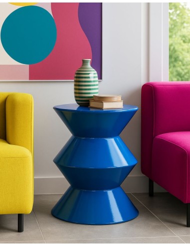 Tavolinetto In Metallo Zag Blu Cm ø 37,5x45 - 142948000B