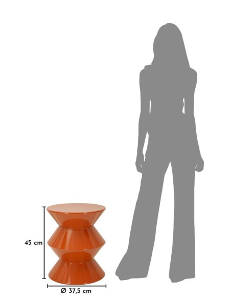 Tavolinetto In Metallo Zag Orange Cm ø 37,5x45 - 142948000R