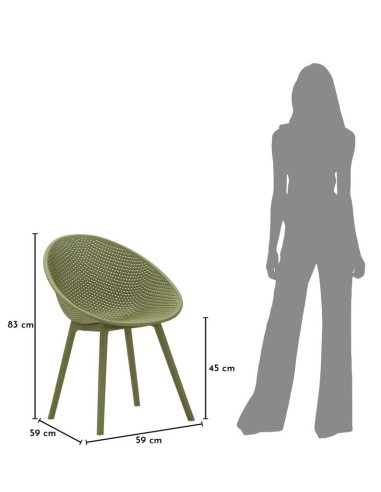 Sedia Ibiza Verde Set 2 Pz Cm 59x59x83 (altezza Seduta Cm 45) - 142950000V
