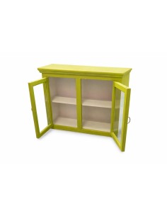 Pensile in legno massello verde decapato 90 cm con ante vetro CX9011 2