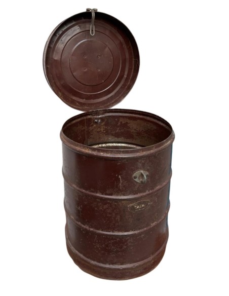 Bidone vintage in ferro marrone ruggine contenitore India ts144A