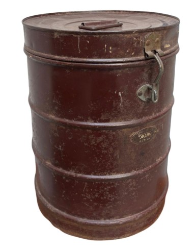 Bidone vintage in ferro marrone ruggine contenitore India ts144A