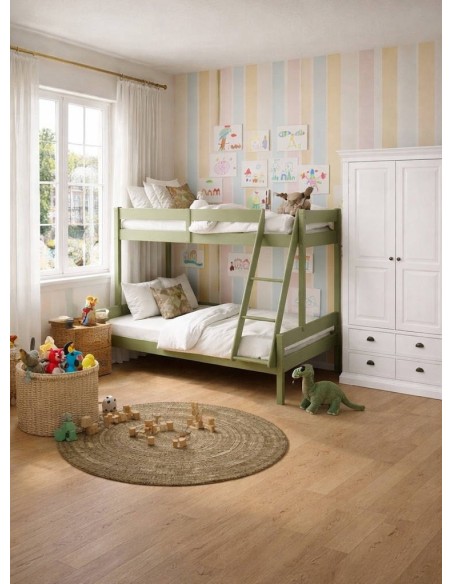 Armadio 2 ante legno pino bianco 120x197 cm con 3 cassetti stile country OMS127