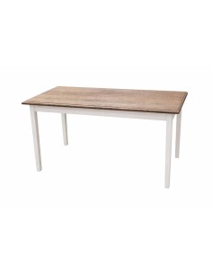 Tavolo country bianco con piano rovere spazolato 140x70 cm