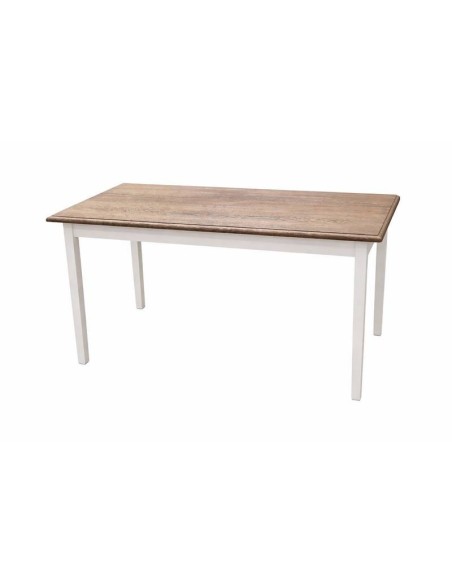 Tavolo country bianco con piano rovere spazolato 140x70 cm