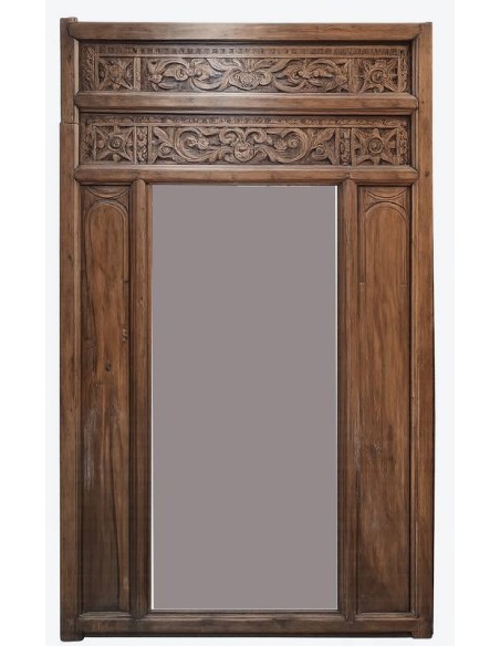 Cornice specchio etnica in teak intagliato 120X200cm