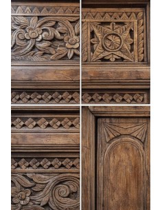 Cornice specchio etnica in teak intagliato 120X200cm 2