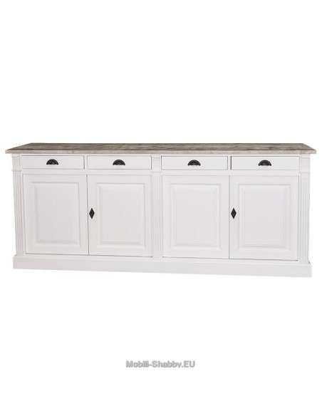 Credenza shabby chic bassa 4 ante e cassetti MS016B