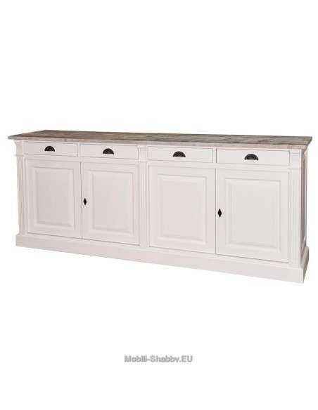 Credenza shabby chic bassa 4 ante e cassetti MS016B