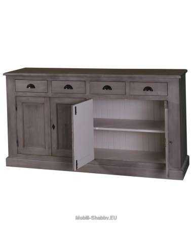 Credenza shabby chic bassa 4 ante e cassetti MS016B