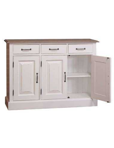 Credenza in legni massello 3 ante 3 cassetti country colorata prof 35cm MS433