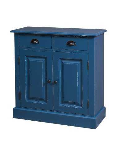 Credenza in legni massello 2 ante 2 cassetti country colorata prof 35cm MS432
