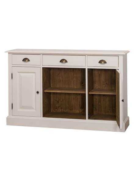 Credenza country in legni massello 2 ante 3 cassetti finiture colorate MS473