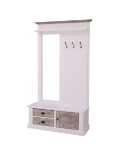 Appendiabiti da ingresso in stile country legno 3 ganci con specchio MS722 2