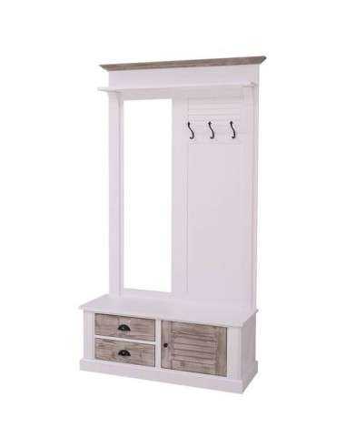 Appendiabiti da ingresso in stile country legno 3 ganci con specchio MS722