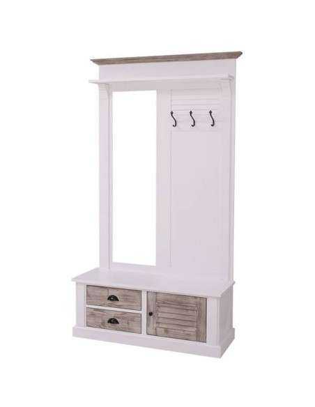 Appendiabiti da ingresso in stile country legno 3 ganci con specchio MS722