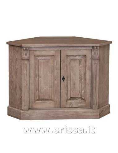Credenza angolare bassa con 2 ante in legno stile country MS59B