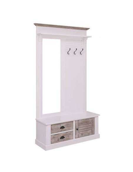 Appendiabiti da ingresso in stile country legno 3 ganci con specchio MS722