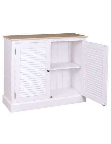 credenza bassa stile country con due ante a persiana legno colorato o naturale MS568
