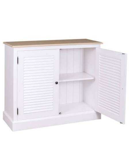 credenza bassa stile country con due ante a persiana legno colorato o naturale MS568
