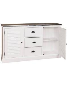 credenza bassa stile country con due ante a persiana con cassetti legno colorato o naturale MS569 2