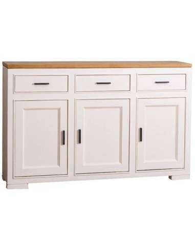 credenza bassa stile country con tre ante e tre  cassetti legno colorato o naturale MS638