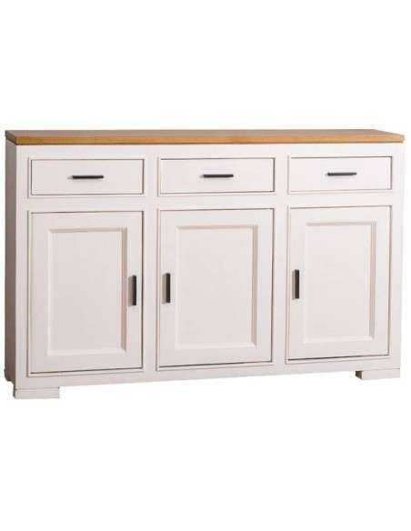 credenza bassa stile country con tre ante e tre  cassetti legno colorato o naturale MS638