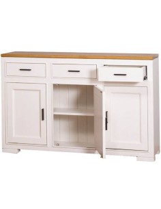 credenza bassa stile country con tre ante e tre  cassetti legno colorato o naturale MS638 2