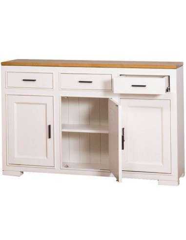 credenza bassa stile country con tre ante e tre  cassetti legno colorato o naturale MS638