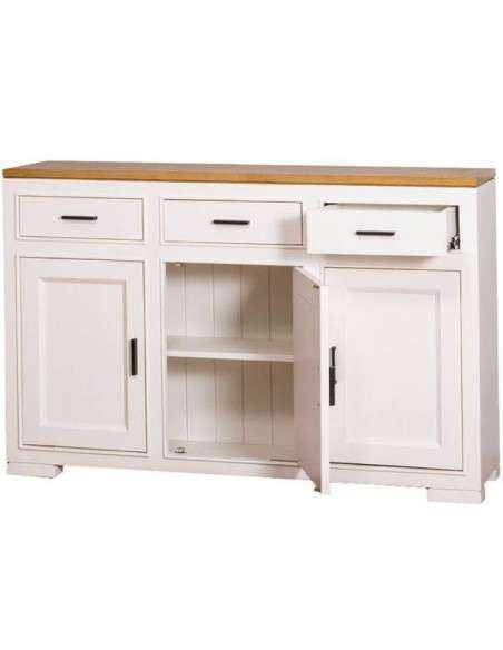 credenza bassa stile country con tre ante e tre  cassetti legno colorato o naturale MS638