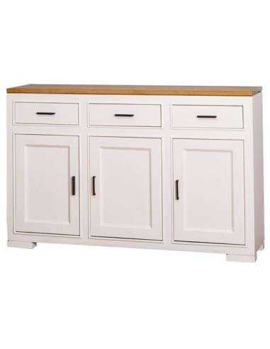 credenza bassa stile country con tre ante e tre  cassetti legno colorato o naturale MS638