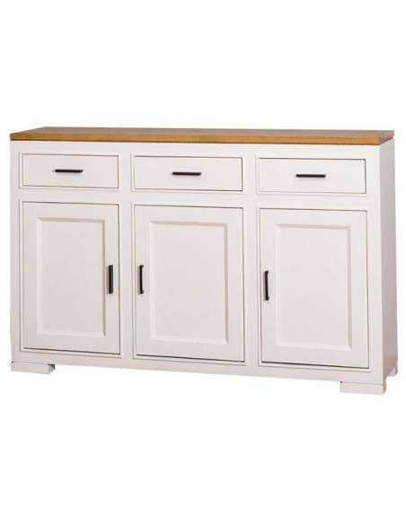 credenza bassa stile country con tre ante e tre  cassetti legno colorato o naturale MS638
